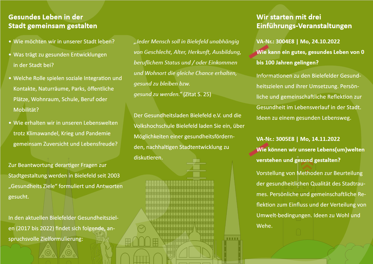 Einladung zur Reihe "Gesundes Leben in der Stadt gemeinsam gestalten" 2